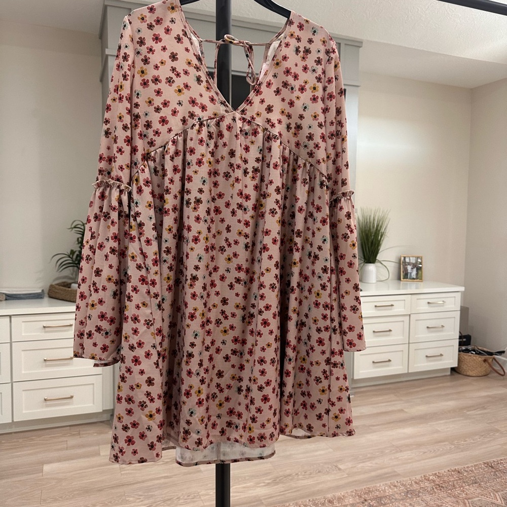 Pink Lily Floral Long Sleeve Dress